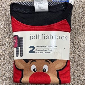 Jellifish Kids Red Reindeer Pajama Set